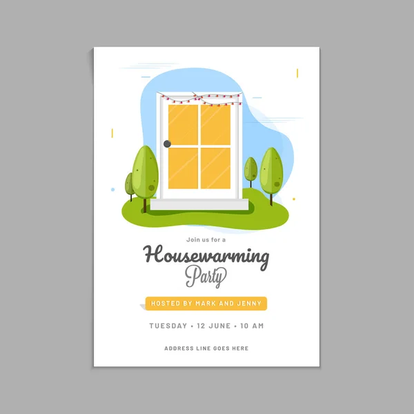 Housewarming Party Invitation Card Design — Stock Vector