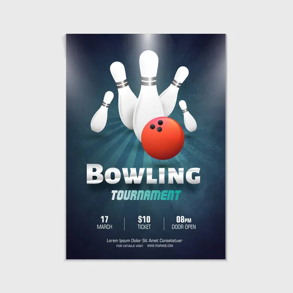 Affiche Flyer Bannière Tournoi Bowling — Image vectorielle