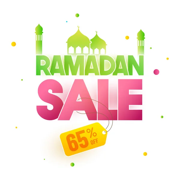 Stilvoller Text Ramadan Mit Moschee Und Rabatt Auf Das Angebot — Stockvektor