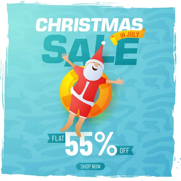 Boże Narodzenie sprzedaż plakat, baner lub ulotka projekt z Happy Santa Claus. — Wektor stockowy