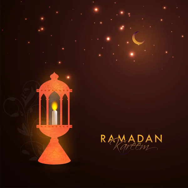 Lanterna iluminada para a celebração do festival Ramadan Kareem . — Vetor de Stock