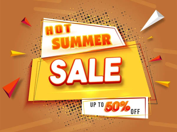 Hot Summer Sale, plakat, baner lub ulotki projektu z 50% zniżki na ofertę. — Wektor stockowy