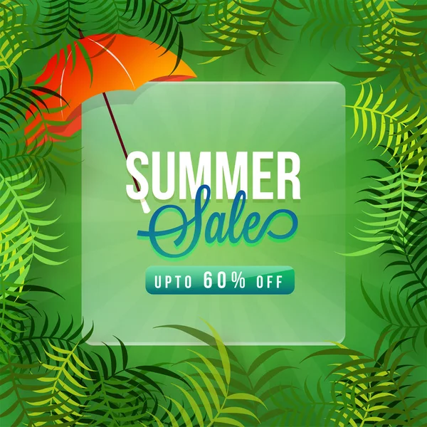 Vente d'été, affiche ou bannière design avec 60 % off offres . — Image vectorielle