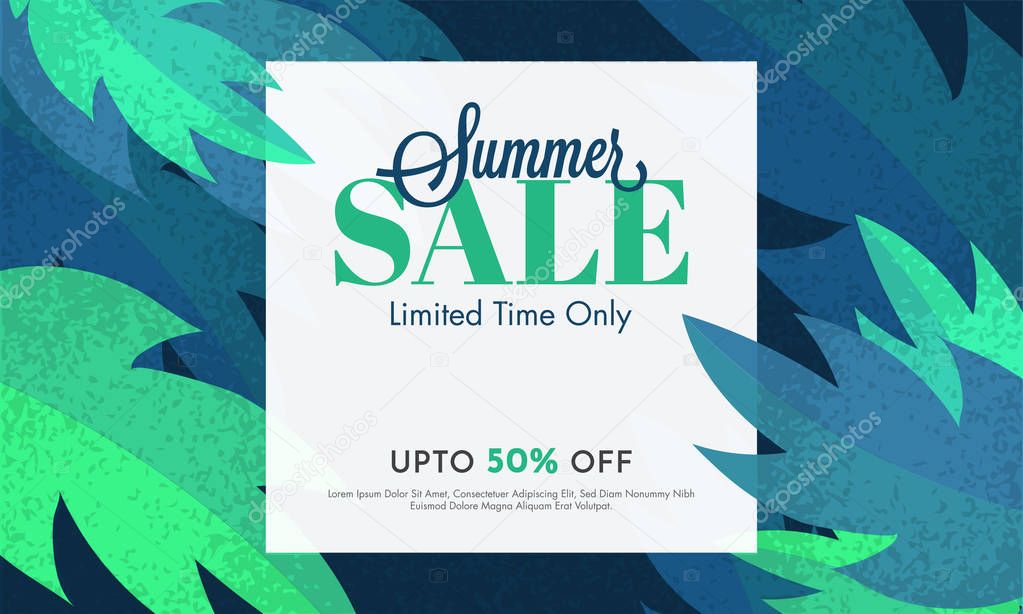 Summer Sale, poster, banner or flyer design with 50% off offers,