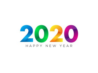 Ha için beyaz arkaplan üzerine kağıt kesme biçimi 2020 renkli metin