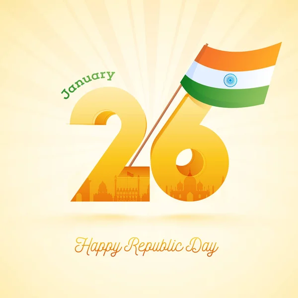 Happy Republic Day poster or template design with 3d 26 of Janua — Stock Vector