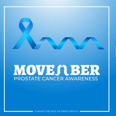 Movember Prostate Cancer Awareness ribbon on blue background for clipart