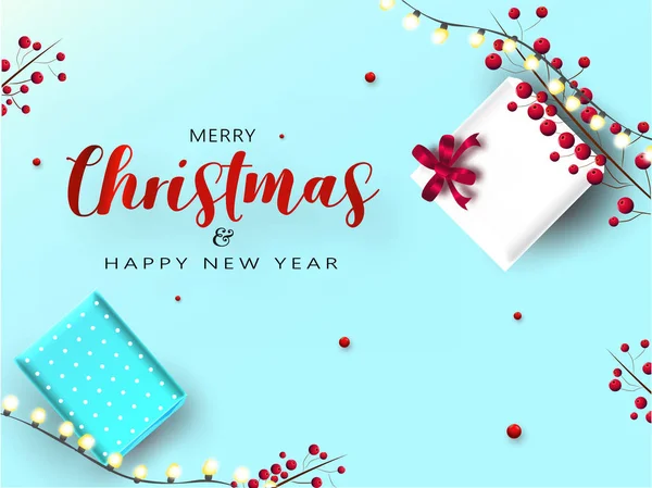 Merry Christmas & Happy New Year viering wenskaart desig — Stockvector