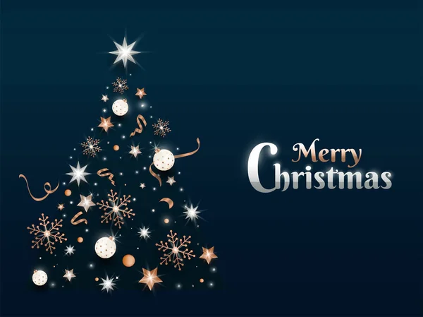 Joyeux Noël conception de la carte de voeux avec arbre de Noël créatif fou — Image vectorielle