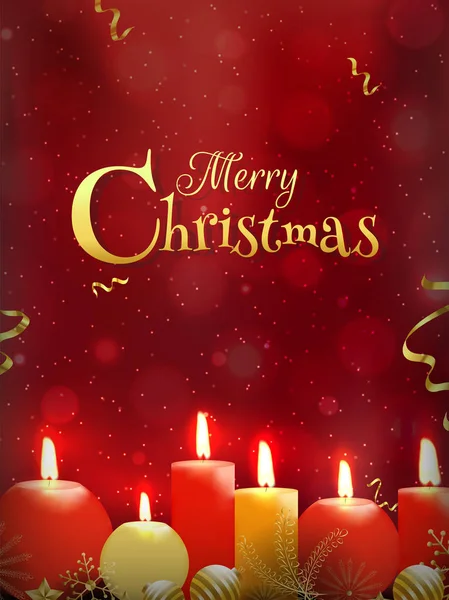 Joyeux Noël célébration conception de la carte de voeux avec illuminer — Image vectorielle