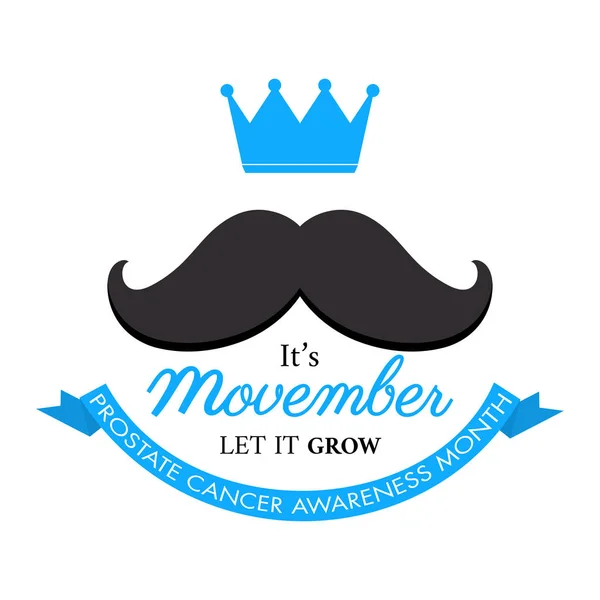 To jest Movember, niech rośnie tekst z wąsami i korony nagrody na — Wektor stockowy