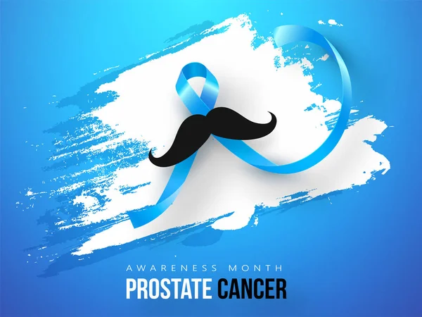 Cáncer de próstata cinta con bigote y cepillo blanco derrame cerebral — Vector de stock