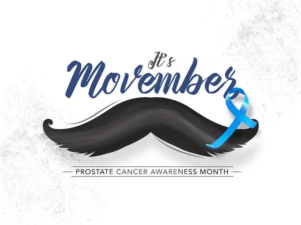 Calligraphie de It's Movember avec moustache et cancer de la prostate r — Image vectorielle