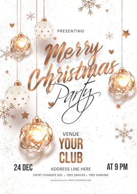 Mutlu noel partisi davetiye kartı tasarımı.