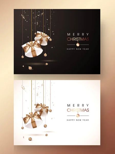 Καλά Χριστούγεννα & Ευτυχισμένο το Νέο Έτος σχεδιασμός κάρτας μήνυμα διακοσμημένα με w — Διανυσματικό Αρχείο