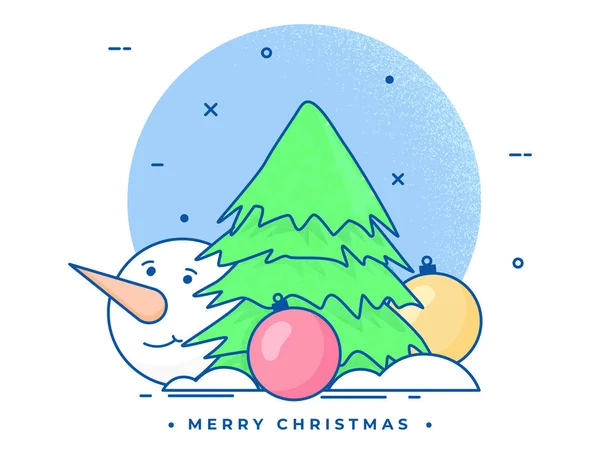 Xmas tree, baubles, snow 등의 평평 한 카드 디자인 — 스톡 벡터