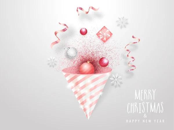Καλά Χριστούγεννα και ευτυχισμένο το νέο έτος γιορτή ευχετήρια κάρτα — Διανυσματικό Αρχείο