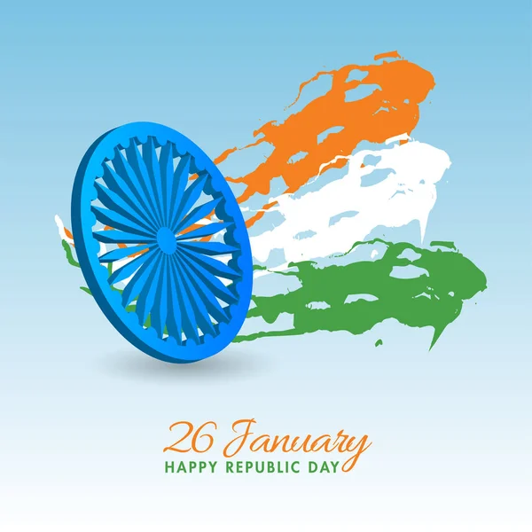 26 januari, Happy Republic Day affisch design med 3D — Stock vektor