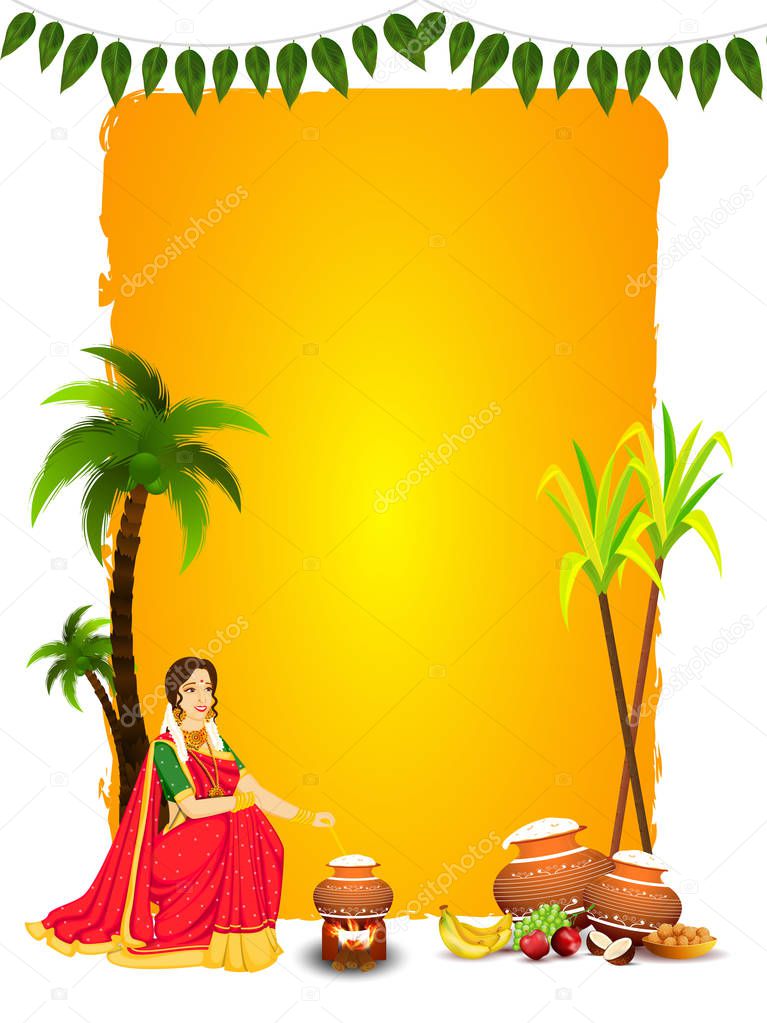Beautiful woman stirring rice in mud pot with fruit, Indian swee