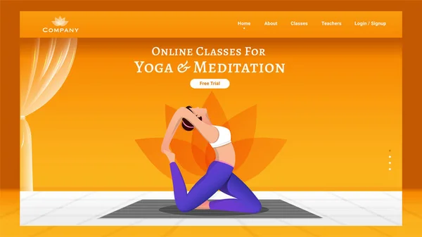 Cours en ligne pour Yoga & Méditation landing page design avec fa — Image vectorielle
