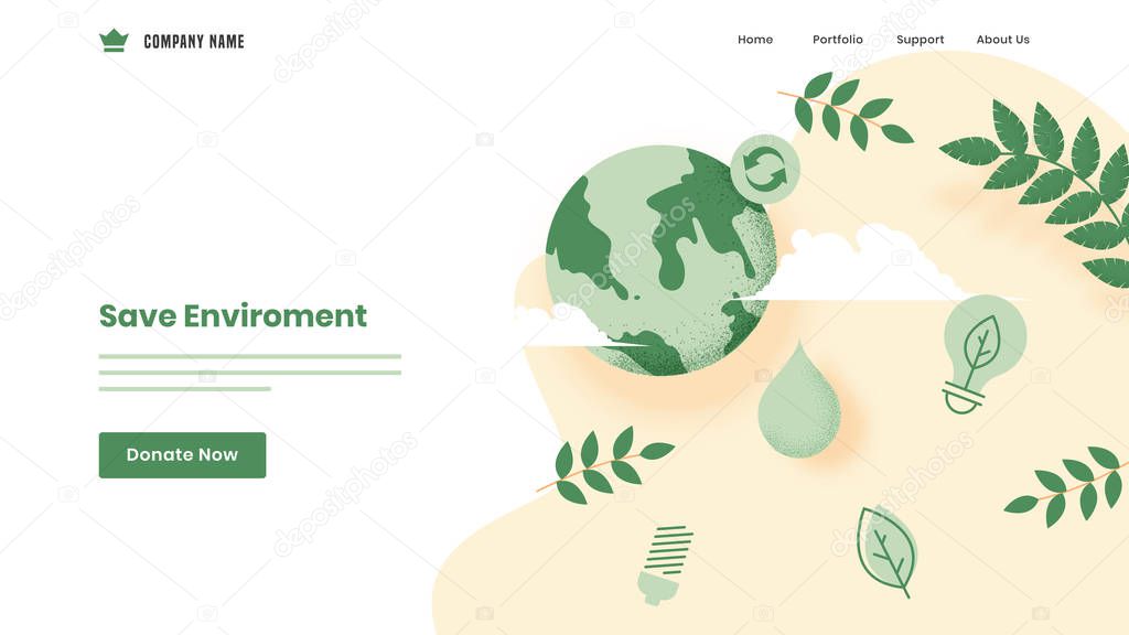 Save Environment concept based landing page design with earth gl