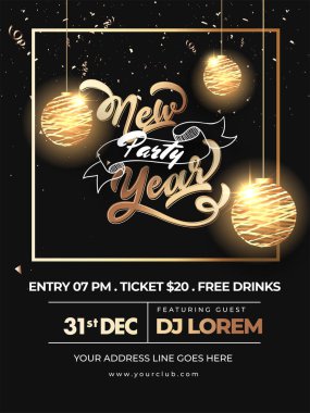 Yeni Yıl Partisi davetiye kartı tasarımı.