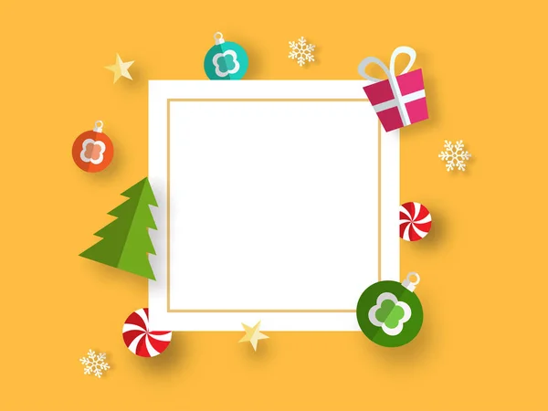 Estilo de corte de papel árvore de Natal, caixa de presente, bugigangas, doces, estrelas e s — Vetor de Stock