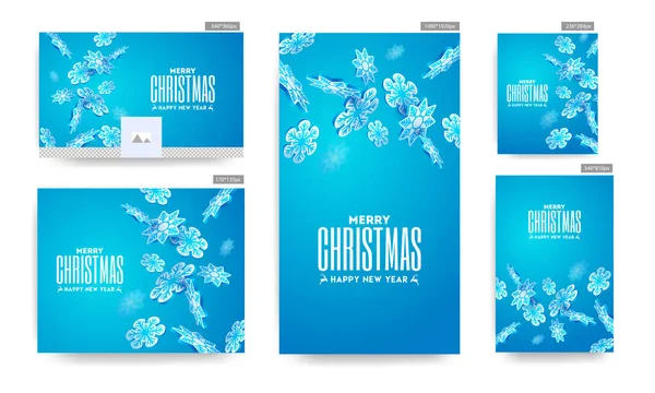 Vrolijk Kerstfeest & Gelukkig Nieuwjaar poster en template set met 3d — Stockvector