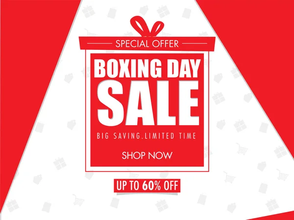 Boxing Day Wyprzedaż plakat projekt z 60% zniżką na czerwony i — Wektor stockowy