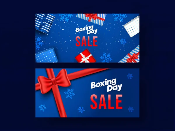 ボクシングの日のセットトップビューギフトボックス付き販売バナーデザイン — ストックベクタ