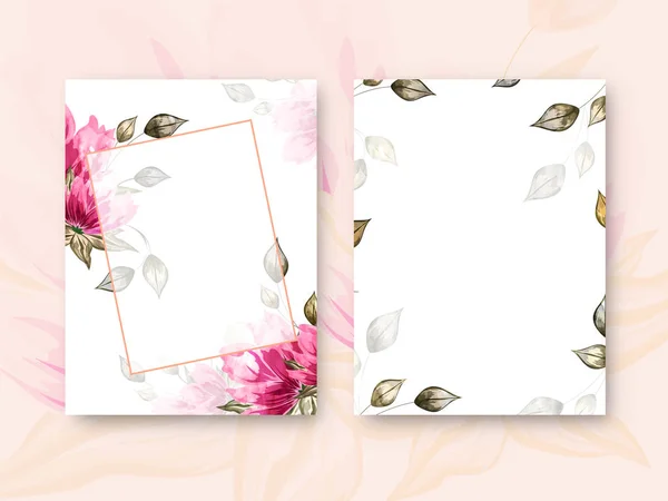 Conjunto de Invitación o Diseño de Tarjetas de Saludo Decorado con Rosa Fl — Vector de stock