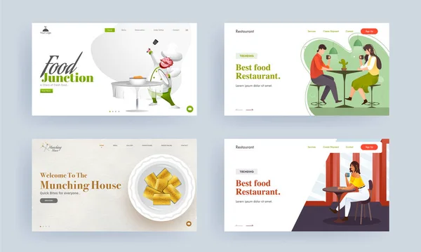 Responsieve web template of landing page ontwerp van Best Food Rest — Stockvector