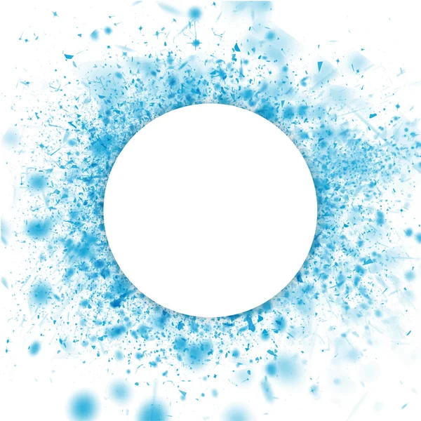 Empty White Circular Frame Given For Text on Blue Watercolor Spl — Stockový vektor