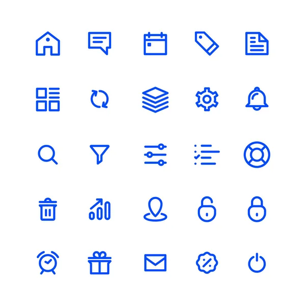 Set of Web or User Interface icon in blue line art. — ストックベクタ