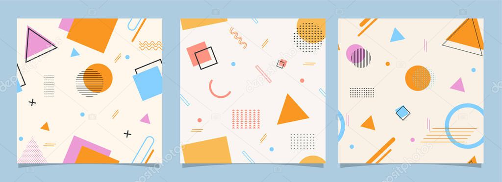 Set of Colorful Abstract Geometric Elements Background.