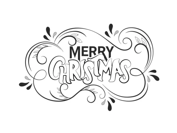 Doodle Style Merry Christmas Text with Decorative Swirl Pattern — Stock Vector