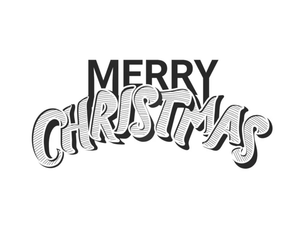 Merry Christmas Text in Strip Pattern on White Background. — Stock Vector