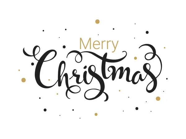 Black and Golden Merry Christmas Font su sfondo bianco può essere — Vettoriale Stock