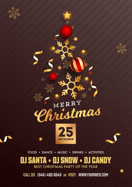 Frohe Weihnachten Party Flyer Design mit kreativen Weihnachtsbaum gemacht — Stockvektor