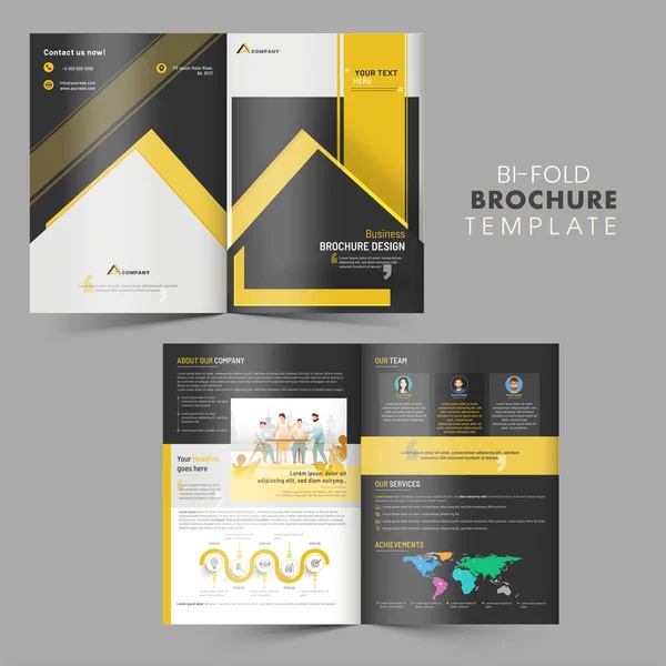 Bi-Fold Brochure, Template of Cover Page Layout in voor- en Bac — Stockvector