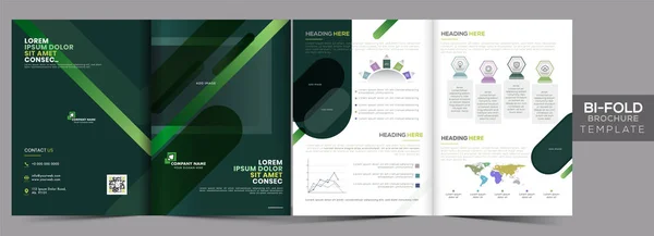 Vista frontal y trasera del diseño de la plantilla del folleto Bi-Fold del negocio — Archivo Imágenes Vectoriales