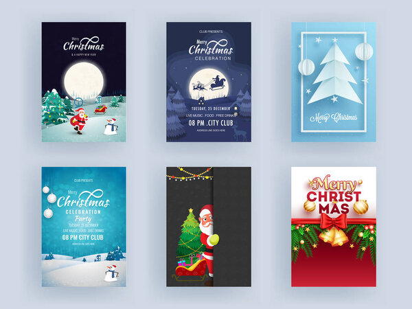 Merry Christmas & New Year Party Invitation Card and Flyer Desig