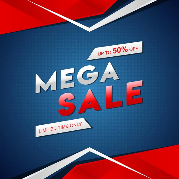Mega Sale Αφίσα Σχεδιασμός με 50% Έκπτωση Προσφορά για Αφηρημένη Επιστροφή — Διανυσματικό Αρχείο