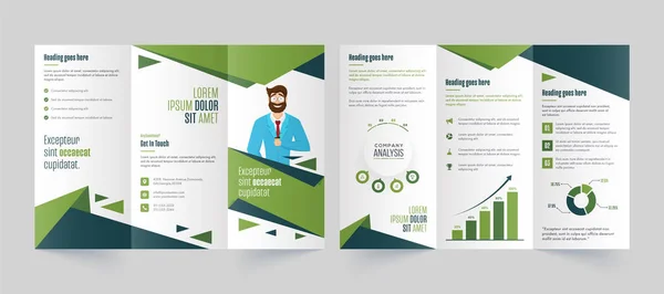 Green and White Tri-Fold Brochure, Leaflet, Template Design for — Stock Photo, Image