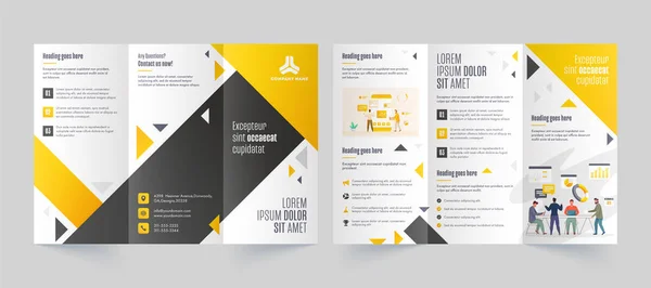 Tri-Fold Ulotka lub układ broszury z Business People Charact — Zdjęcie stockowe