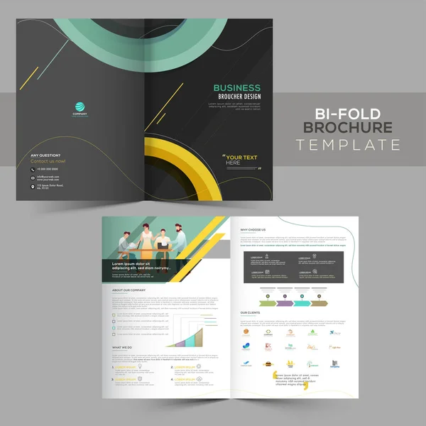 Bi-Fold Brochure Template Layout in Front and Back View for Busi — Stock Photo, Image
