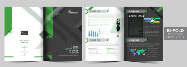 Business Bi-Fold Brochure Template or Leaflet Out, Annual Rep — стоковое фото