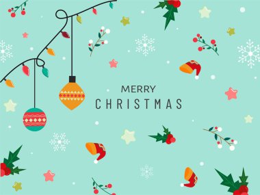 Düz Stil Mutlu Noeller Kutlama Kartı Tasarımı: Asılı Bau