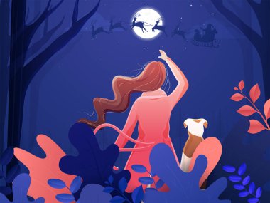 Köpekli genç bayanın Noel Baba 'ya bakışı.