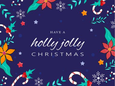 Bir Holly Neşeli Noel Posteri Tasarımı Çiçekli, Candy St